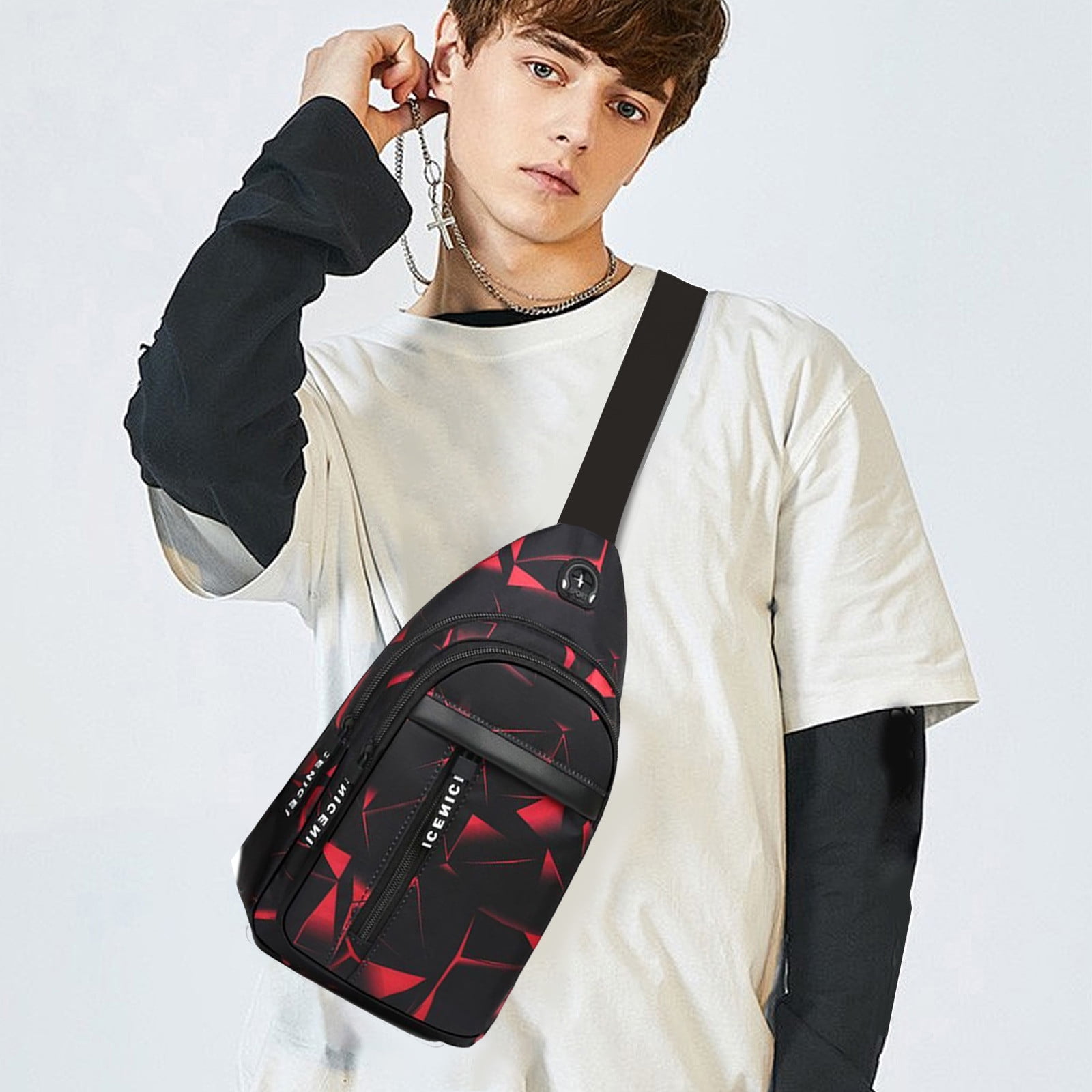 JMKQLZ Sling Bag, MultiLayer Lightweight Casual Crossbody Bag, Travel