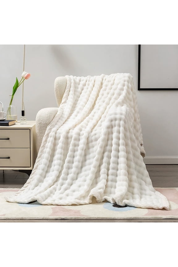 Soft Fleece Throw Blanket with Upgraded Striped Pattern, Microfiber Polyester Fabric for Year-Round Comfort, Versatile Use for Couch Lounging and Travel