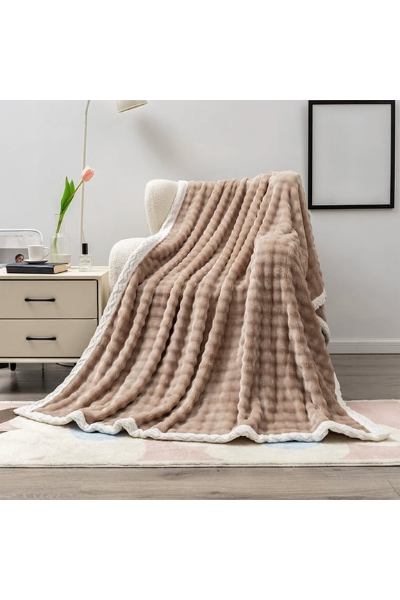 Soft Fleece Throw Blanket with Upgraded Striped Pattern, Microfiber Polyester Fabric for Year-Round Comfort, Versatile Use for Couch Lounging and Travel