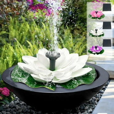 JMKQLZ Solar Water Fountains with Lotus Leaf Flower, Outdoor Fountains Pump Landscapes Solar Floating Fountains for Fish Tank Pool
