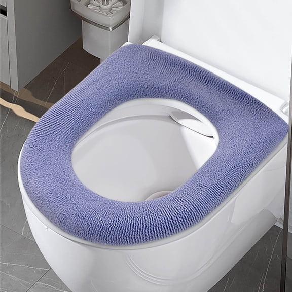 JMKQLZ Solid Color Washable Knitted Toilet Seat Cushion for Winter, Seamless Design Without Handles, Machine Washable Fabric for Easy Cleaning and Modern Bathroom Aesthetic Enhancement