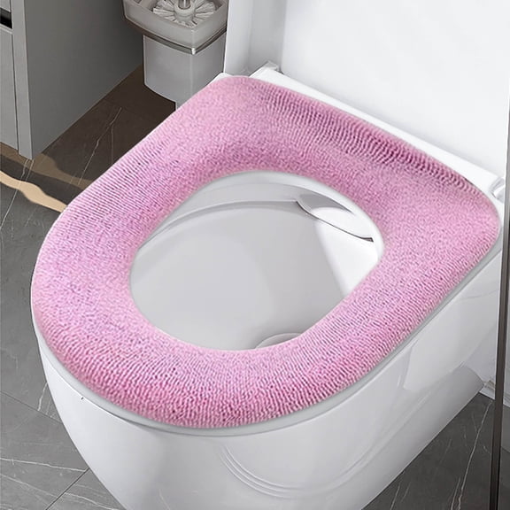 JMKQLZ Solid Color Washable Knitted Toilet Seat Cushion for Winter, Seamless Design Without Handles, Machine Washable Fabric for Easy Cleaning and Modern Bathroom Aesthetic Enhancement