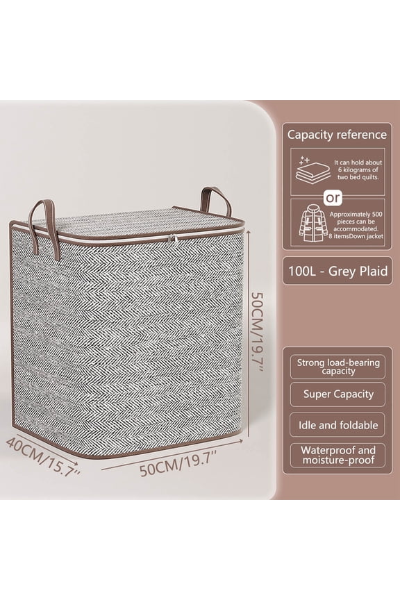 Spacious Foldable Storage Bag with Secure Zipper Closure, Versatile Non-Woven Fabric Organizer for Home and Travel, Large Capacity Carryall with Sturdy Handle for Easy Transportation