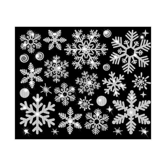 JMKQLZ Sparkling Snowflake Window Clings for Christmas Decor, Reusable Static Window Stickers for Glass Doors and Windows, Easy to Apply and Remove Without Residue, Festive Home Decoration