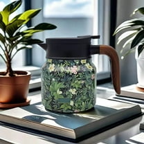 JMKQLZ Stainless Steel Tea Pot with Built-in Infuser - 800ml Capacity Thermal Carafe for Office Home - Elegant Floral Design Hot Beverage Dispenser