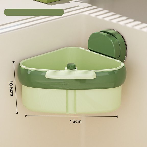 Suction Mount Sink Corner Organizer with Drain Basket - Press Release Food Scrap Collector Space Saving Kitchen Helper Easy Install No Tools Needed