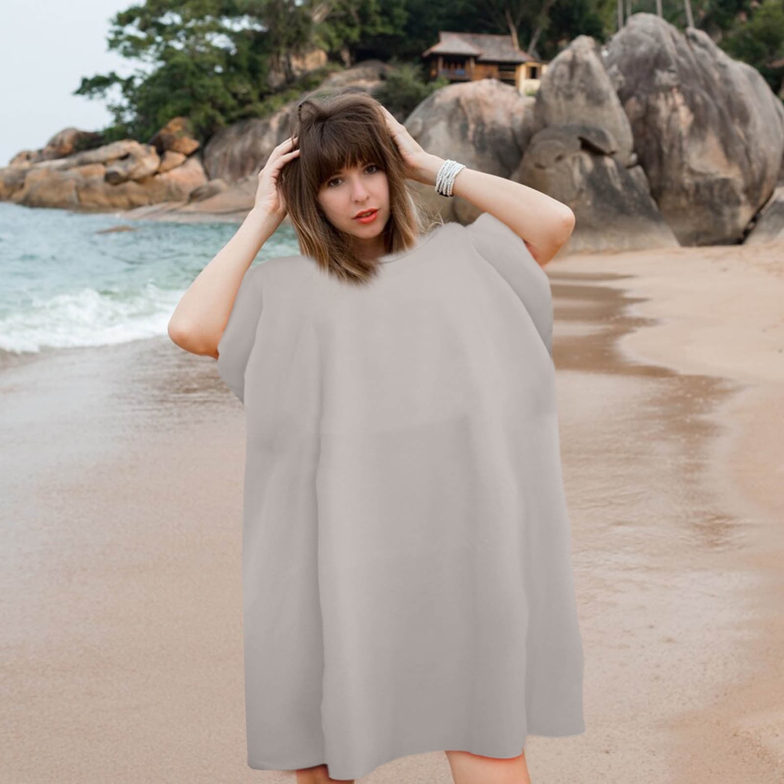 Poncho Pool Robe JMKQLZ Surf Poncho Towel Microfiber Swim Bath Robe with Hood Quick ...