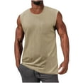 thumbnail image 1 of JMKQLZ Tank Tops for Men, Casual Knitting Cotton Sleeveless Blouse Summer Solid Color Round Neck Tank Vest,Khaki,M, 1 of 5