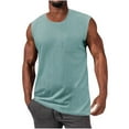 thumbnail image 1 of JMKQLZ Tank Tops for Men, Casual Knitting Cotton Sleeveless Blouse Summer Solid Color Round Neck Tank Vest,Sky Blue,S, 1 of 5