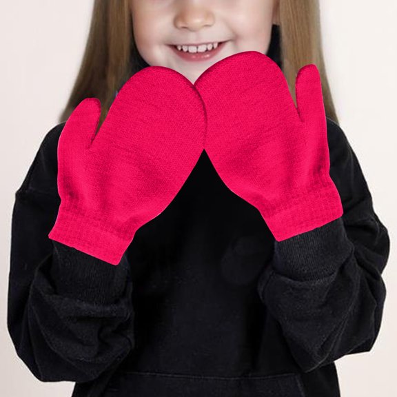 JMKQLZ Toddler Knitted Mittens Magic Stretch Gloves Winter Warm Knitted Soft Baby Mittens Outdoor Windproof Gloves for 1-3Years Boys Girls
