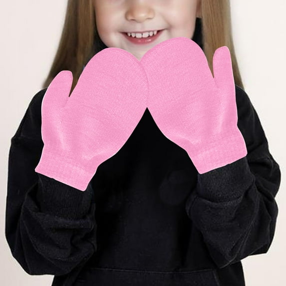 JMKQLZ Toddler Knitted Mittens Magic Stretch Gloves Winter Warm Knitted Soft Baby Mittens Outdoor Windproof Gloves for 1-3Years Boys Girls