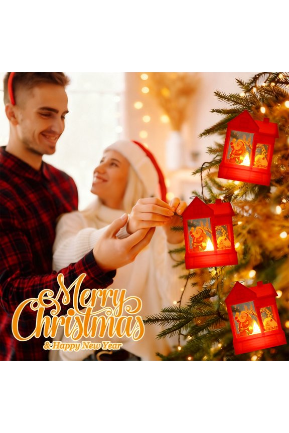Traditional Christmas Lantern with Simulated Flame Effect, Decorative Holiday Light for Tree and Mantel, Safe Plastic Construction with Hanging Hook for Versatile Display Options