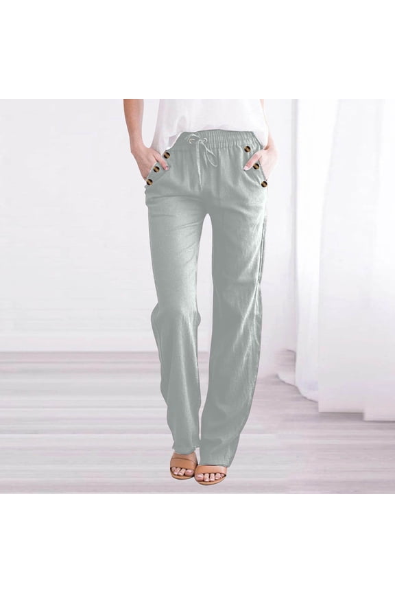 Women'S Spring Printed Elasticated Waist Full Length Casual Pants Nine-Point Pants, Mint Green, Size: M