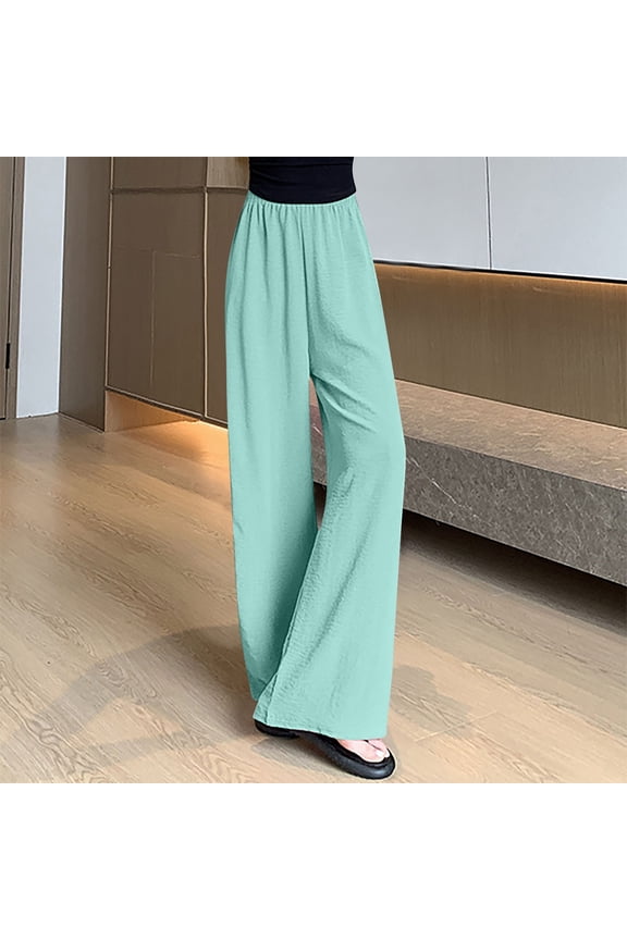 Women's Breathable High Waisted Hanging Mosquito Proof Thin Straight Leg Wide Leg Pants, Sky Blue, Size: XL