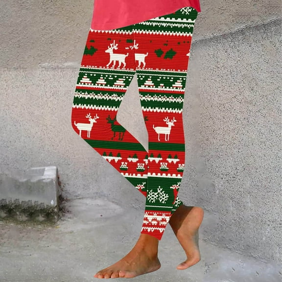 JMKQLZ Women's Festive Christmas Leggings with Holiday Patterns, Soft and Comfortable Yoga Pants for Casual Wear, Seasonal Activewear for Home Use and Relaxation Activities