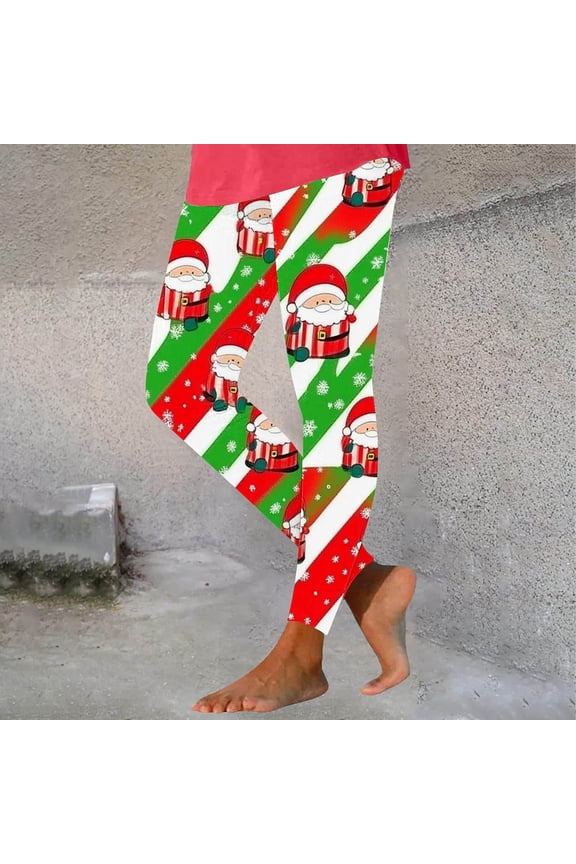 JMKQLZ Women's Holiday Themed Leggings with Christmas Prints, Soft and Stretchy Yoga Pants for Casual Wear, Comfortable Activewear for Seasonal Use and Home Activities