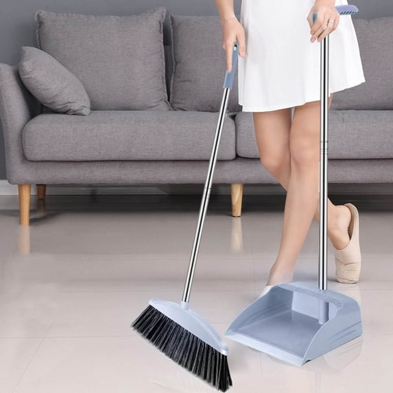 Dustpan Cleaning Set with Extended Handle - Angled for Effortless Corner and Edge Sweeping, Complete Floor Maintenance Kit for Home and Office Spaces