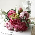 thumbnail image 1 of Realistic Peony Silk Flower Bouquet for Wedding Decor and Home Arrangements - Artificial Floral Centerpiece Filler for Vase Display and Table Setting, 1 of 4