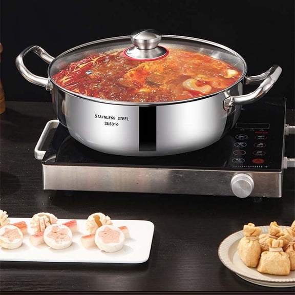 Stainless Steel Soup Pot with Glass Lid for Family Cooking - Fast Heating Cookware with Ergonomic Handles for Gas and Induction Cooktops, Large Capacity Stock Pot