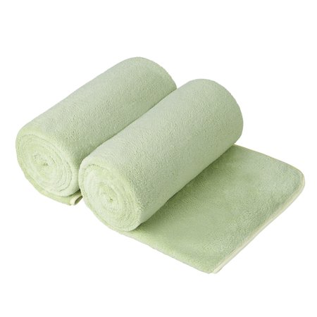 JML 2 Pack Coral Fleece Towel Set Hotel SPA Bath Towels Light Green