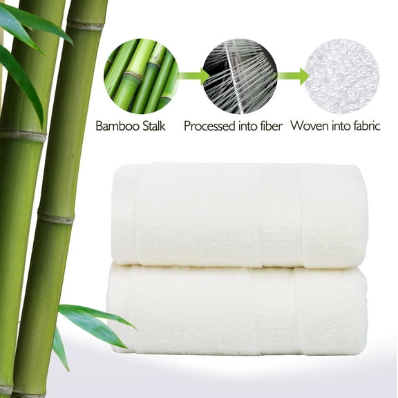 JML 2 Piece Bamboo Bath Towels(27"x55") Antibacterial and Hypoallergenic, Soft and Absorbent,Beige