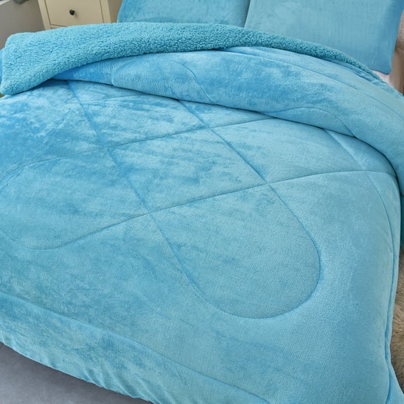 JML 2 Piece Sherpa Fleece Borrego Blanket,Thick Warm Baby Borrego Blanket,Twin Size 60" x 80"