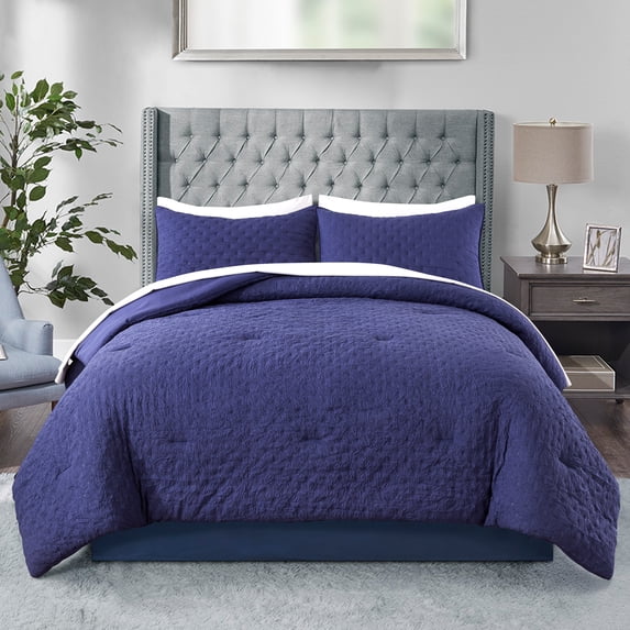 JML 2 Piece Twin Comforter Set - All Season 480GSM Down Alternative Comforter, Navy