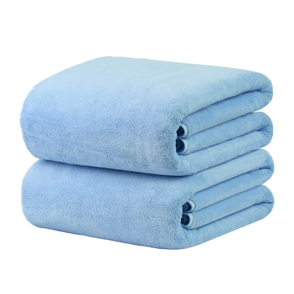 JML 2-Pieces Coral Fleece Large Bath Towel Set For Bathroom, Quick Dry Ultra Absorbent 35"x70"