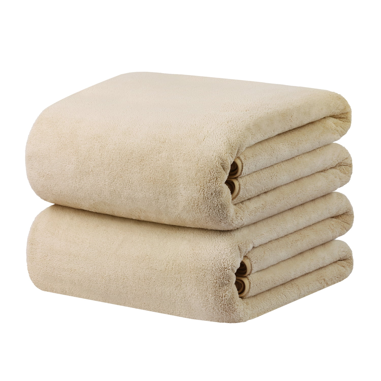 JML 2-Pieces Coral Fleece Large Bath Towel Set For Bathroom, Quick Dry Ultra Absorbent 35"x70"
