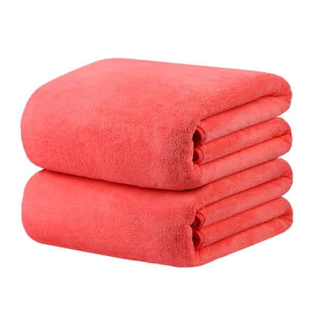 JML 2-Pieces Coral Fleece Large Bath Towel Set For Bathroom, Quick Dry Ultra Absorbent 40"x80"