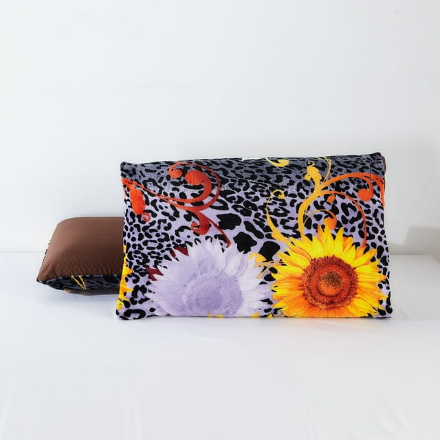 JML 3-Piece Floral Printed Sherpa-Backing Reversible Comforter Set Sunflower King