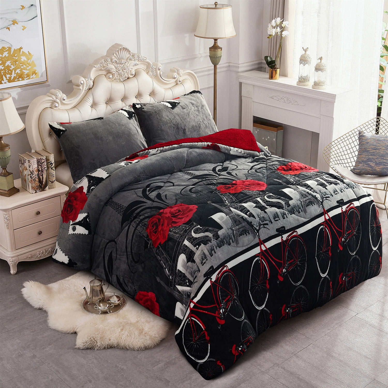 JML 3 Piece King Sherpa Fleece Bed Blanket Set,Heavy Thick Borrego Blanket  79x91,6.5lb - Walmart.com