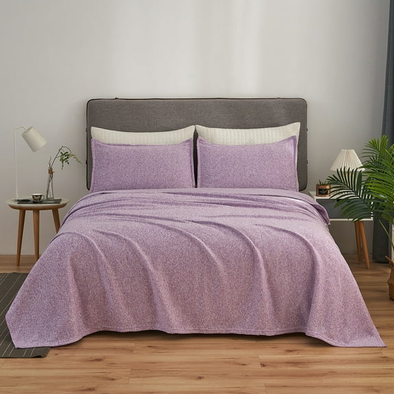 JML 3 Piece Knit Weave Blanket Queen (90"x90") with 2 Shams -Lightweight Fuzzy Jersey Blanket