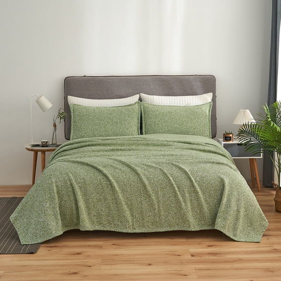JML 3 Piece Knit Weave Blanket Queen (90"x90") with 2 Shams -Lightweight Fuzzy Jersey Blanket