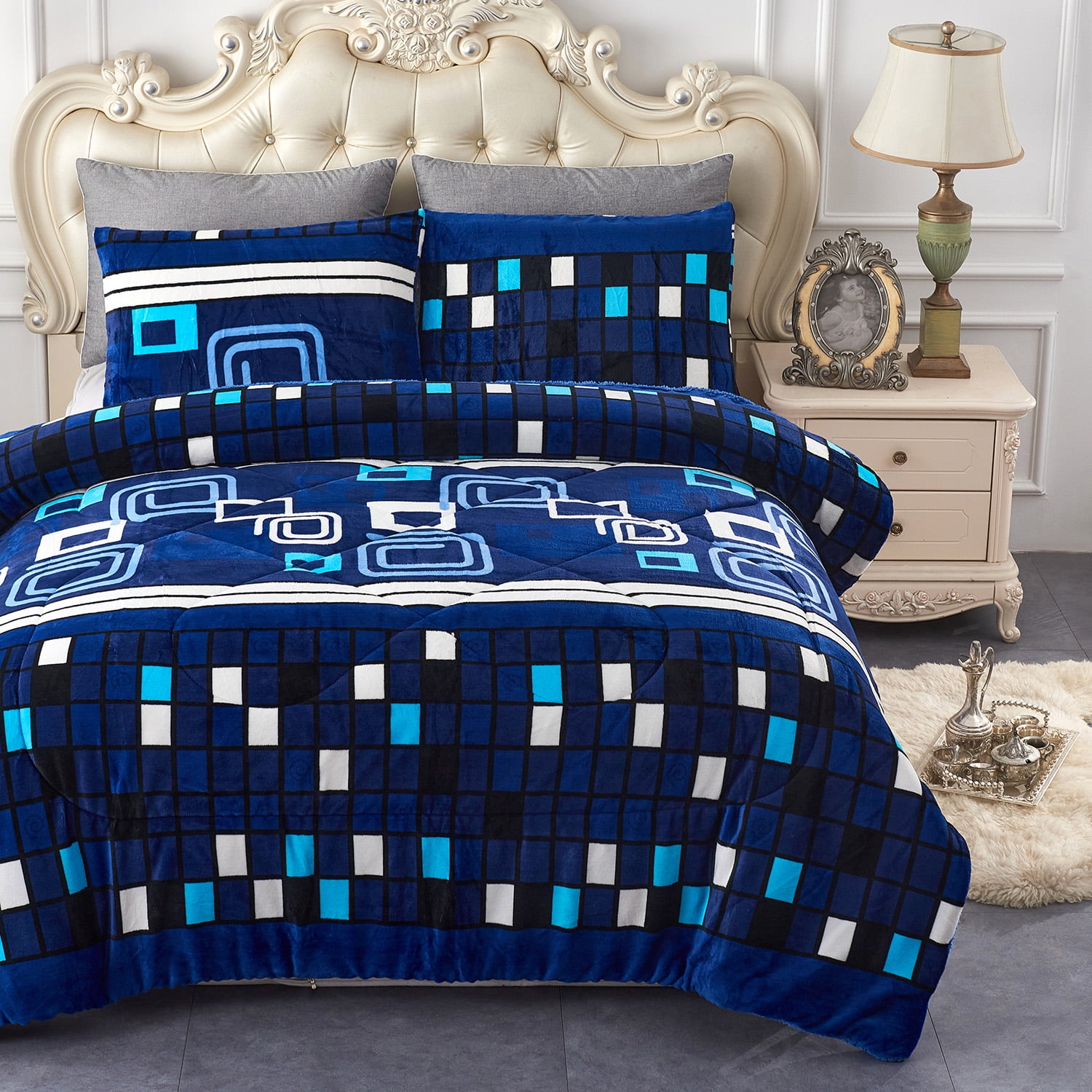 JML 3 Piece Queen Sherpa Fleece Bed Blanket,Winter Warm Heavy Blanket