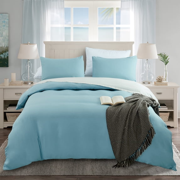 JML 3 Piece Queen Size Duvet Cover Set With Hidden Zipper Closure and Corner Ties,Soft Washed Microfiber,Grayish