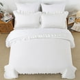thumbnail image 1 of JML 3 Piece Quilt Set King Size,Ruffle Stone Washed Microfiber Bedspread Coverlet With 2 Shams, 1 of 5