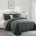 thumbnail image 1 of JML 3 Piece Quilt Set Queen Size,Ruffle Stone Washed Microfiber Bedspread Coverlet With 2 Shams, 1 of 5