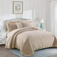 thumbnail image 1 of JML 3 Piece Quilt Set Queen Size,Ruffle Stone Washed Microfiber Bedspread Coverlet With 2 Shams, 1 of 5