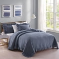 thumbnail image 1 of JML 3 Piece Quilt Set Queen,Stone Washed Microfiber Bedspread Coverlet,Dark Blue 88"x92", 1 of 5