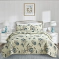 thumbnail image 1 of JML 3-Piece Quilt Set with 2 Shams, Soft Microfiber Bedspread Coverlet Set, King, Beige Shell, 1 of 5