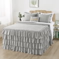 thumbnail image 1 of JML 3 Piece Ruffle Skirt Bedspread Set,Soft 30" Drop Coverlet Set,King,Grey, 1 of 6