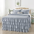 thumbnail image 1 of JML 3 Piece Ruffle Skirt Bedspread Set,Soft 30" Drop Coverlet Set,Queen,Navy, 1 of 7