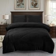 thumbnail image 1 of JML 3 Piece Sherpa Bed Blanket,Winter Warm Fleece Borrego Blanket,Queen 75"x83",Black, 1 of 5