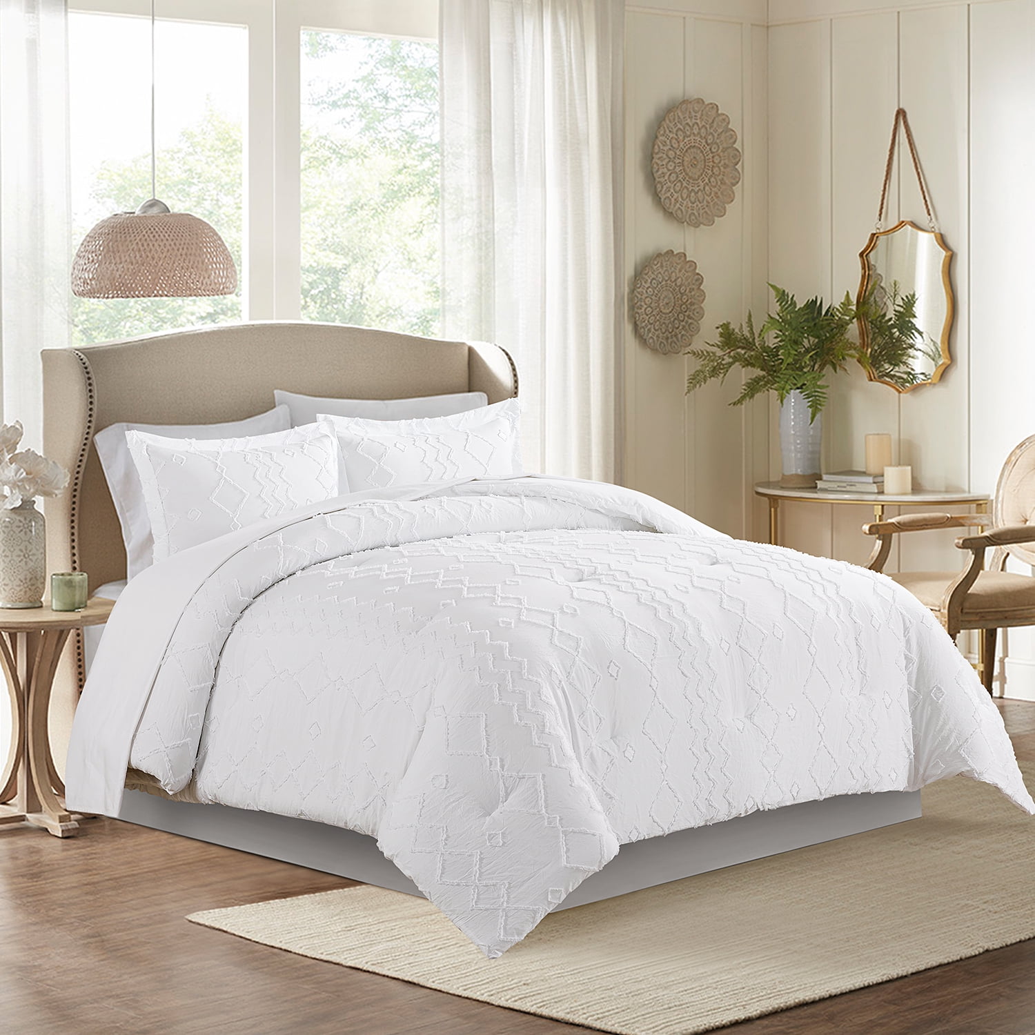 JML 3 Piece Tufted Comforter Set Queen 1 Comforter 2 Pillowcases
