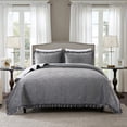 thumbnail image 1 of JML 3 Piece Velvet Quilt Set with 2 Shams, Soft Quilted Bedspread Coverlet, Queen, Dark Grey, 1 of 5