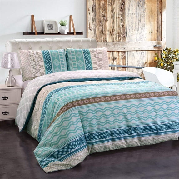 JML 3 Pieces Duvet Cover Set Queen With Zipper Closure,Soft Microfiber Comforter Cover Set