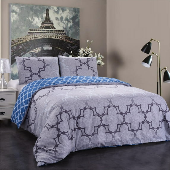 JML 3 Pieces Duvet Set King with Zipper Closure,Soft Microfiber Comforter Cover Set, Printed