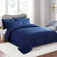 thumbnail image 1 of JML 3 Pieces King Quilt Set, Soft Lightweight Microfiber Bedspread,1 Quilt 2 Shams, Navy, 1 of 6