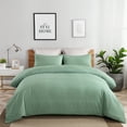 thumbnail image 1 of JML 3 Pieces Washed Microfiber Duvet Cover Set With Zipper, Corner Ties And 2 Pillowcases, King 90"x 104", Green, 1 of 6